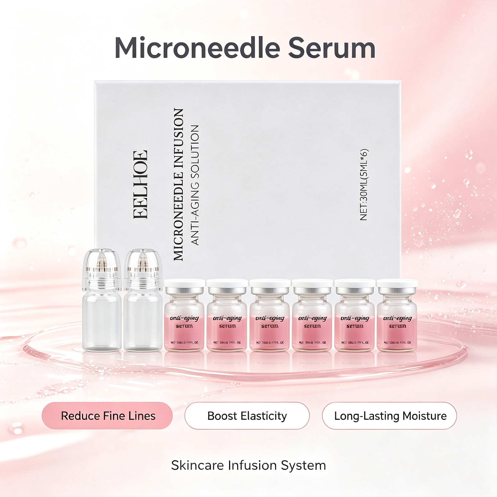 Hyaluronic Acid Facial Serum - Kit Siero con Microaghi da 0,2